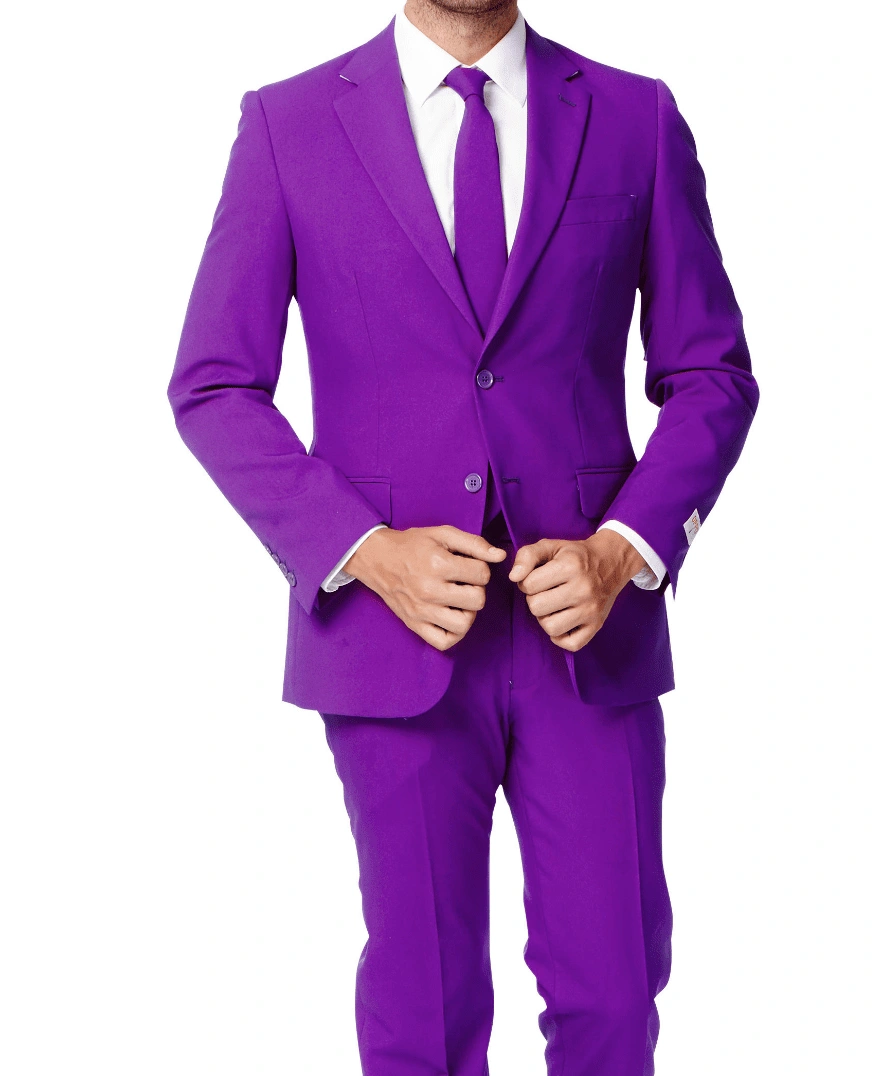 "Costume Violet Élégant Homme : Coupe Moderne, Pantalon Plat, Style Impeccable."