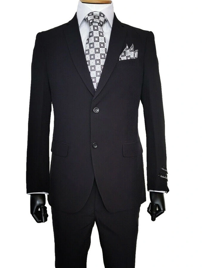 Costume Noir Essentiel Homme Pantalon Avant Plat Deux Pièces Style Élégant et Intemporel