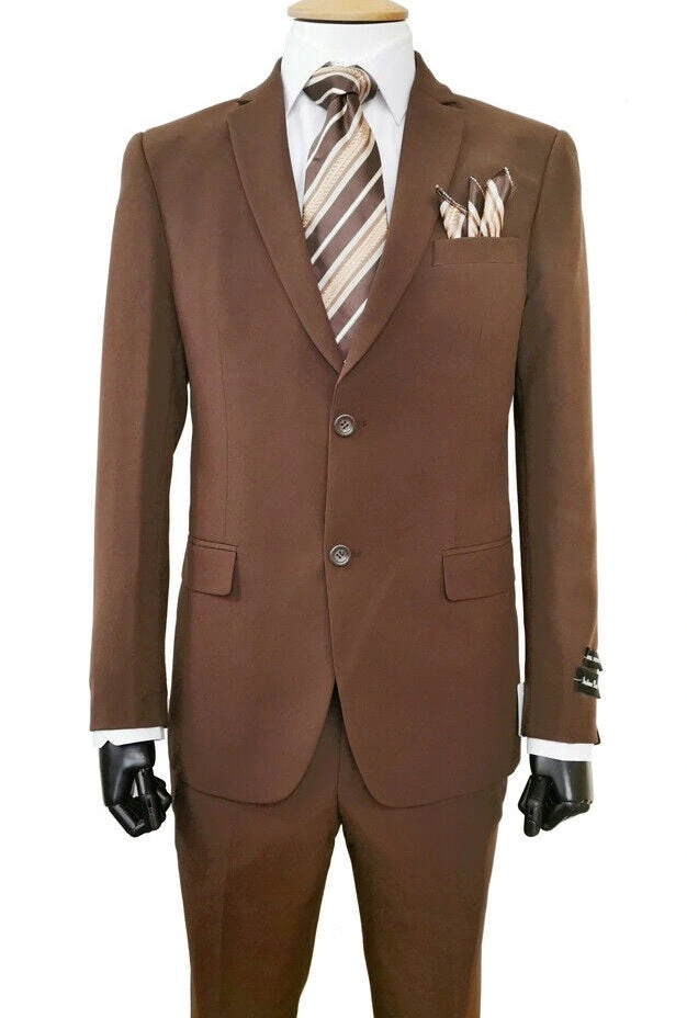 Costume marron classique pour homme deux pièces: élégance intemporelle et confort absolu.